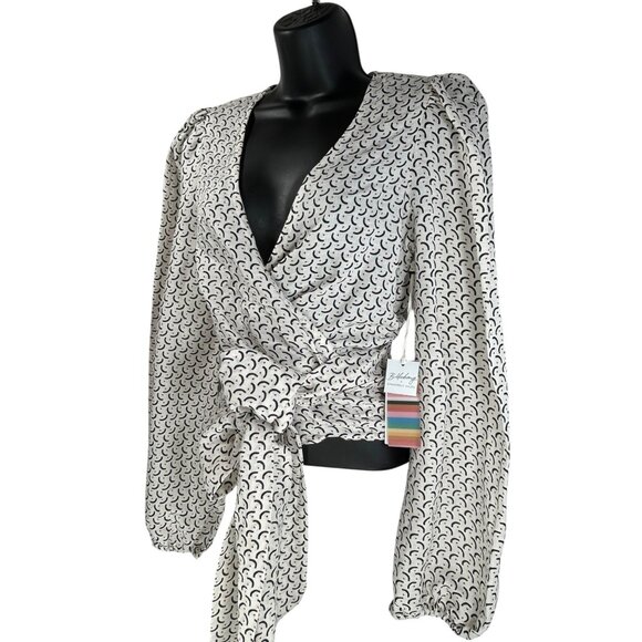 BILLABONG SINCERELY JULES Wrapped In Love Top Sz M White Puff Sleeve Linen Rayon - Picture 6 of 14